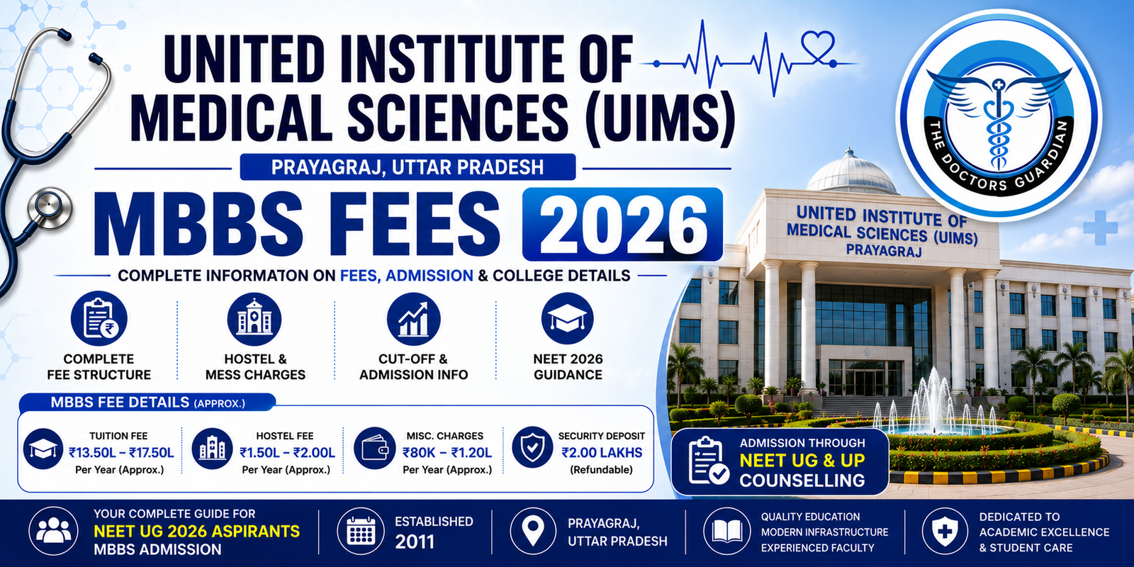United Institute of Medical Sciences, Prayagraj MBBS Fees 2026